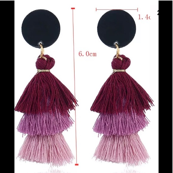🔥Drop & Dangle Purple 3 Layer Tiered Earrings NWT - Picture 5 of 9